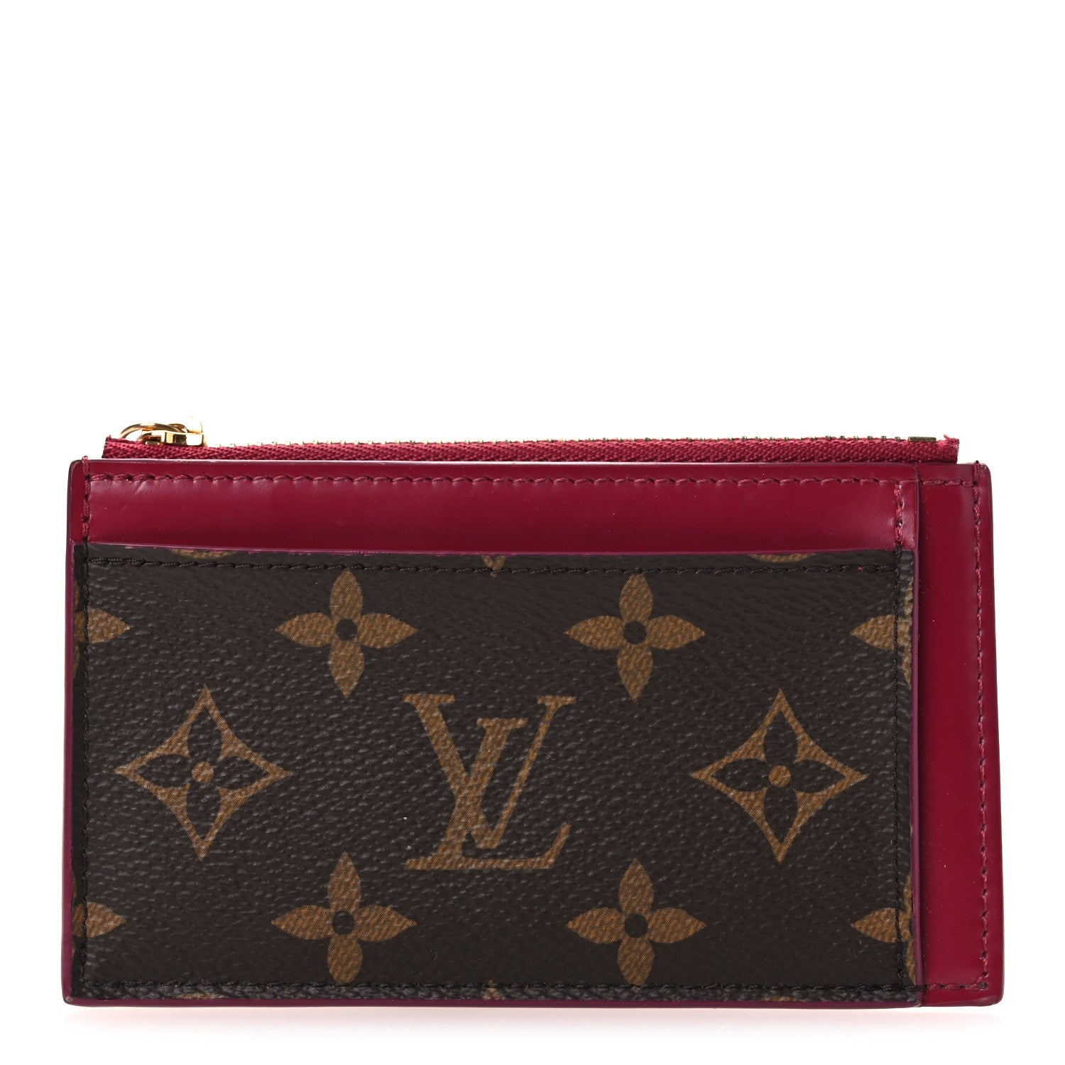 Monogram Zipped Card Holder Fuchsia