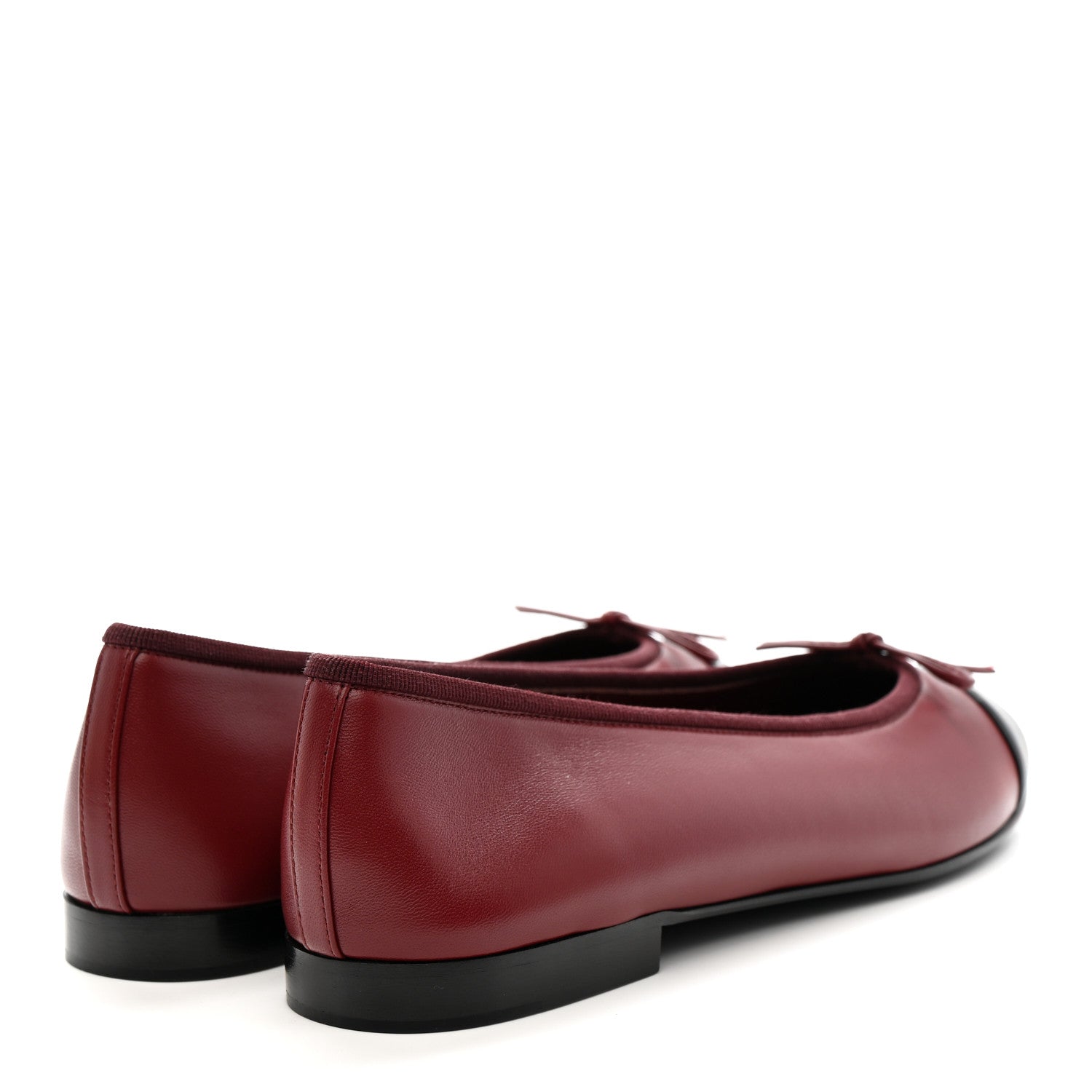Lambskin Cap Toe CC Ballerina Flats 40 Burgundy Black