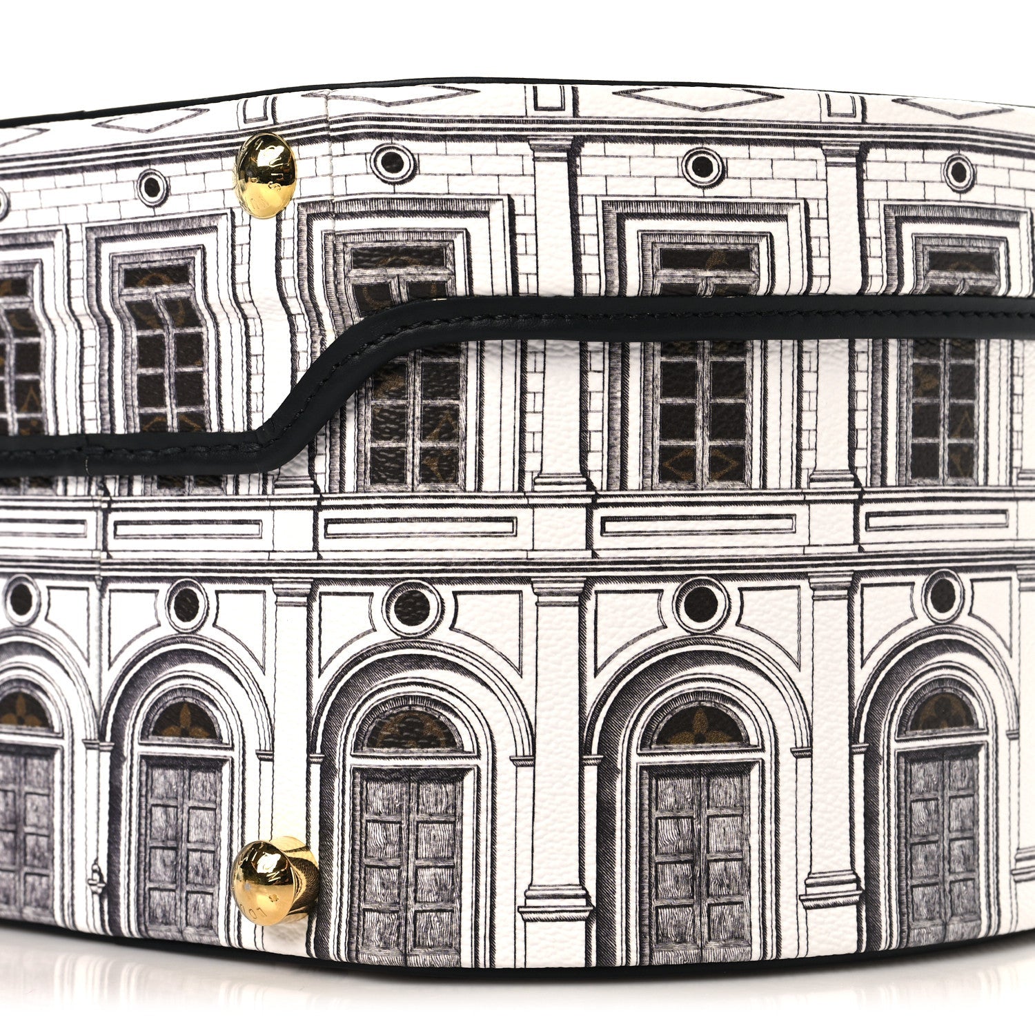 X FORNASETTI Calfskin Architettura Petite Boite Chapeau White Black