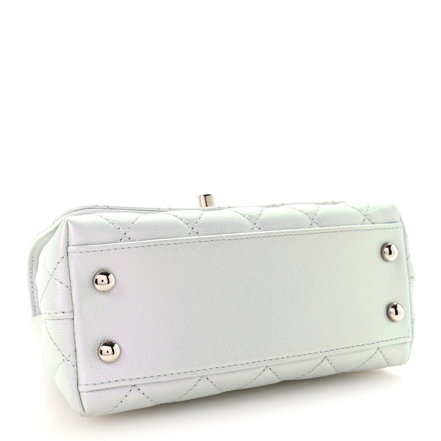 Iridescent Caviar Quilted Extra Mini Coco Handle Flap Light Blue