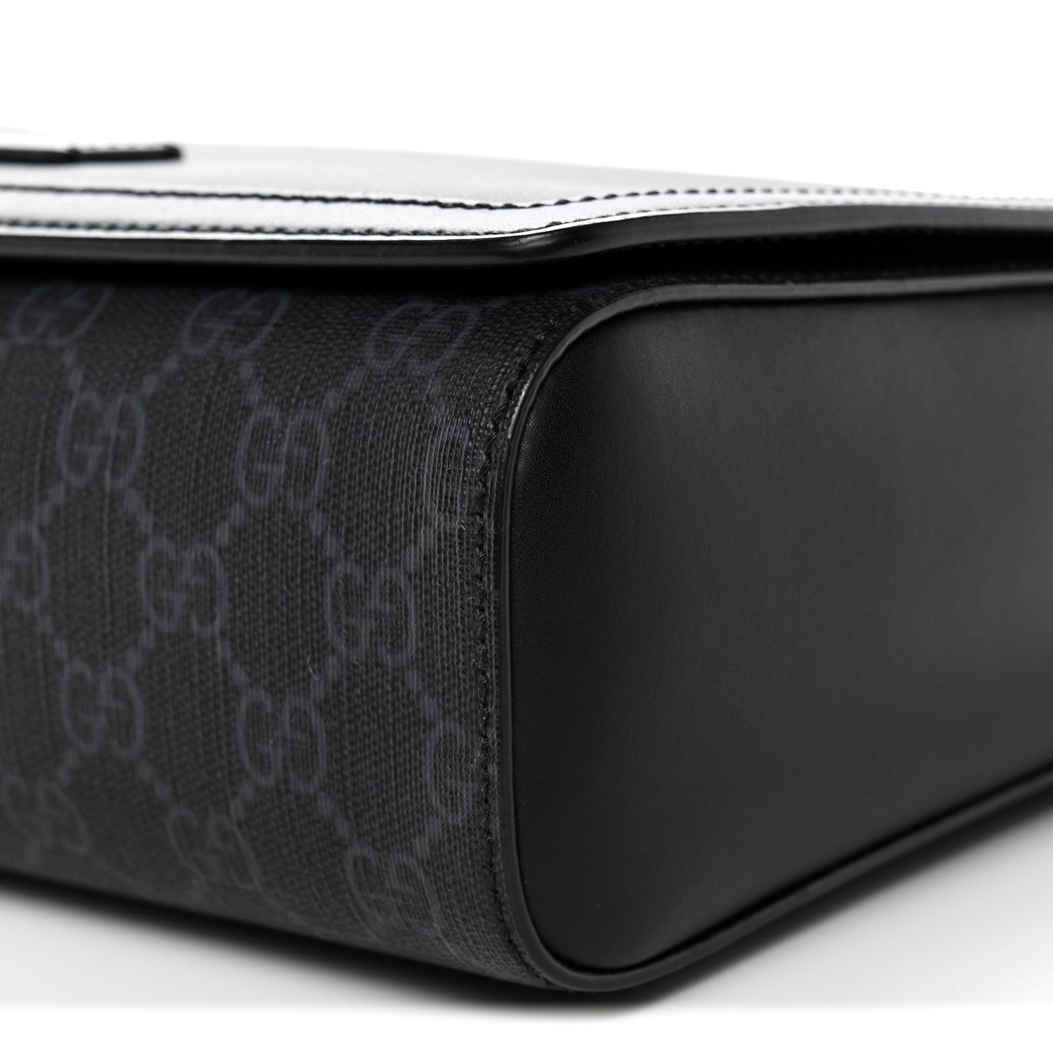 GG Supreme Monogram Appia Calfskin Web Crossbody Bag Black Grey