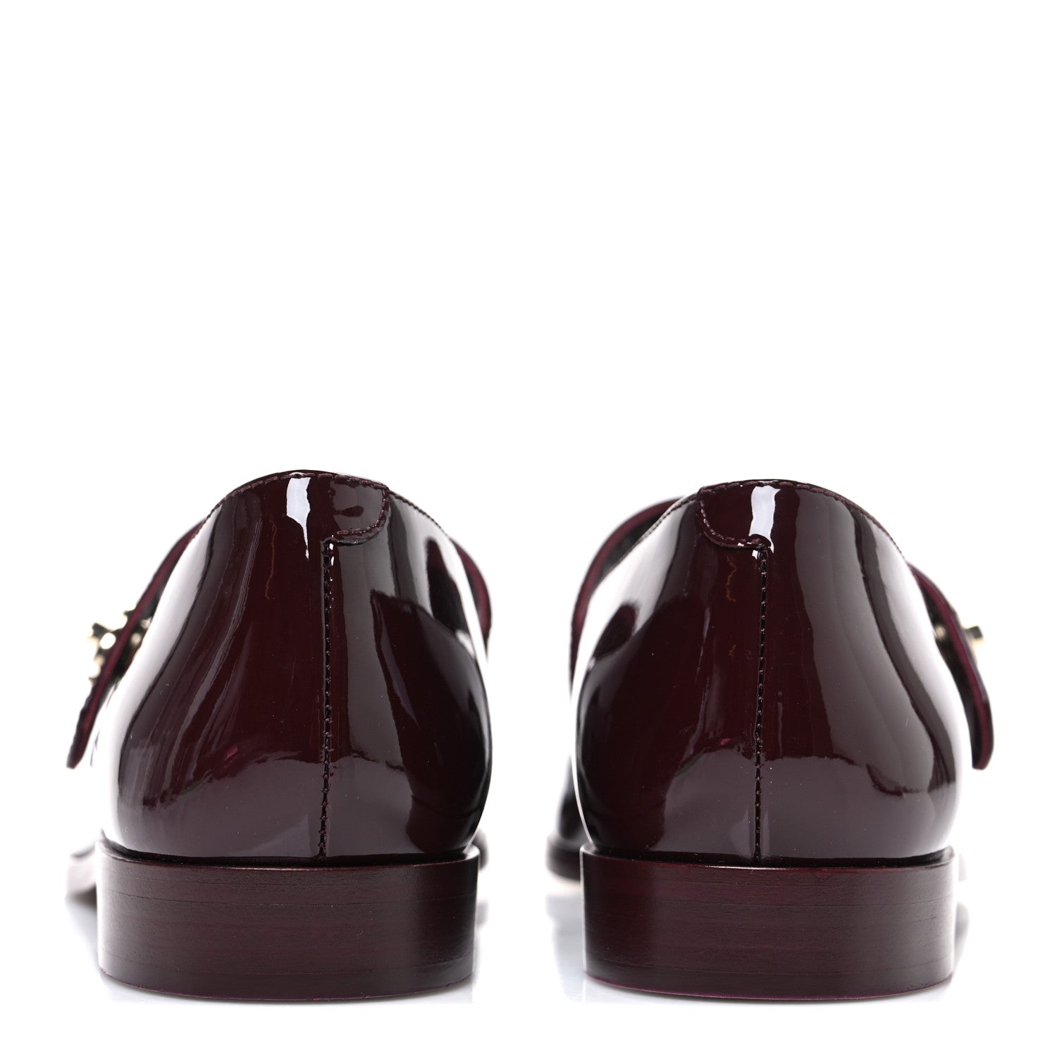 Patent Calfskin Mary Janes Flats 39.5 Burgundy