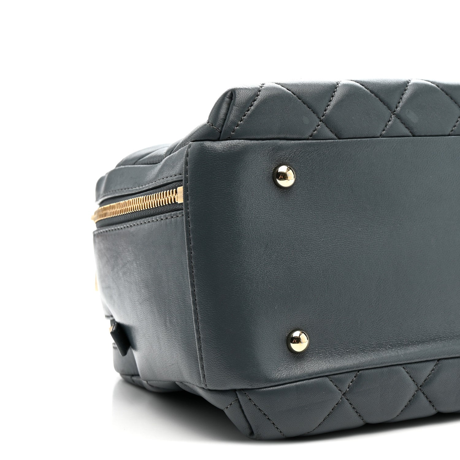 Lambskin Quilted Medium Trendy CC Bowling Bag Grey