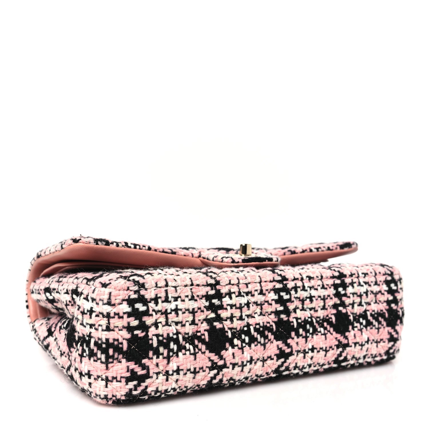 Tweed Quilted Medium Rectangular Flap Pink Black White