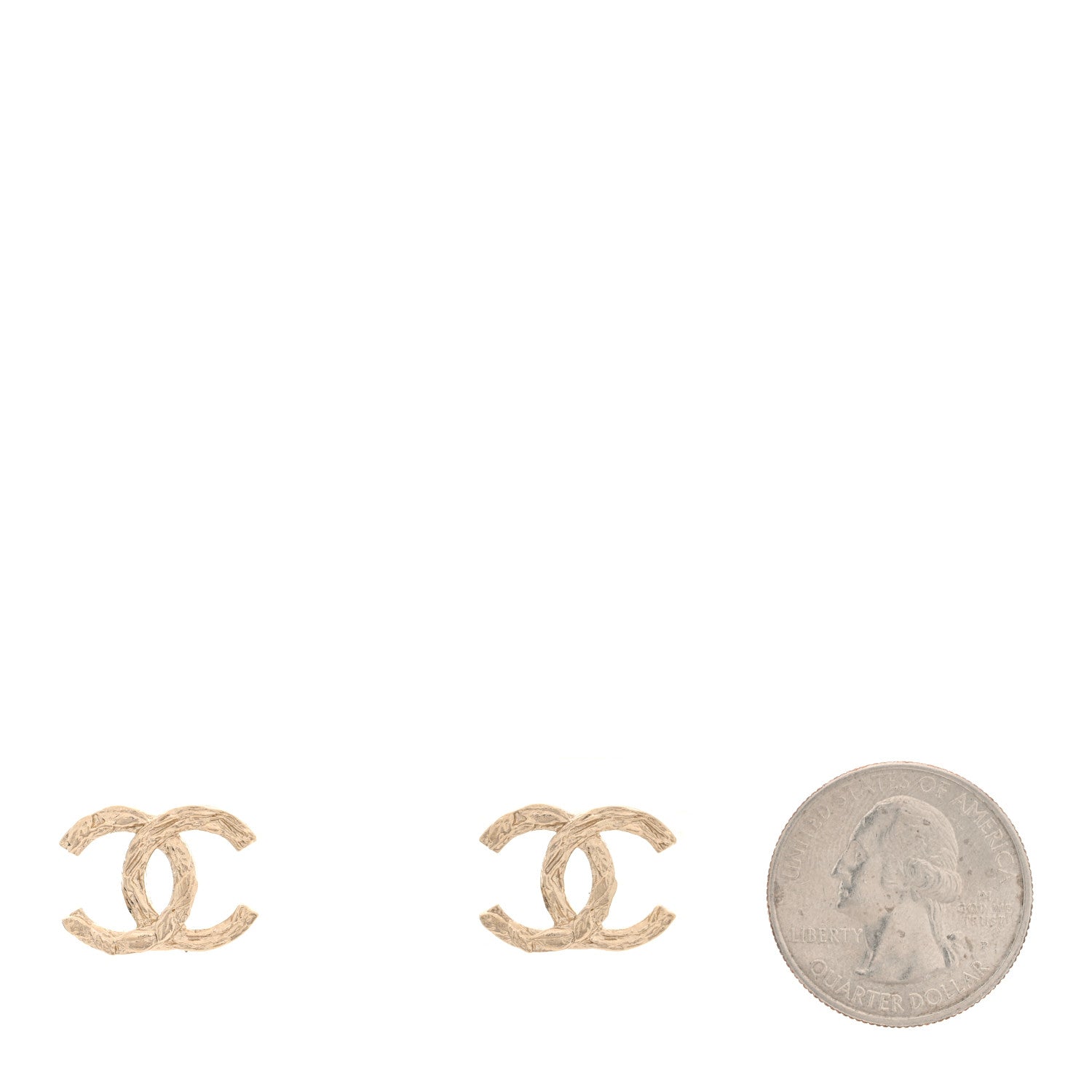 Metal Textured CC Earrings  Gold