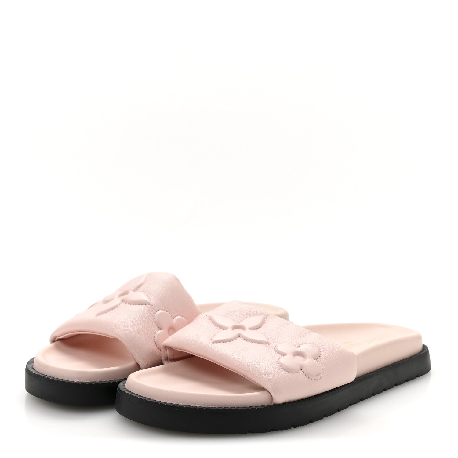 Lambskin Embossed Monogram Comfort Mules 41 Rose Clair