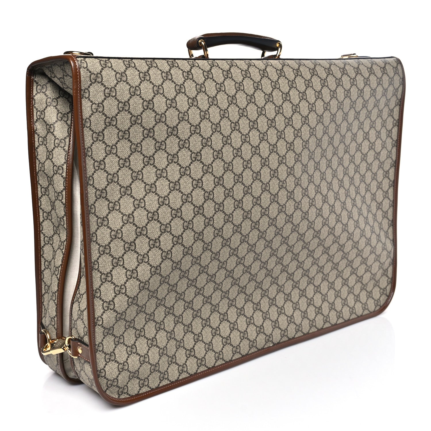 GG Supreme Monogram Azalea Calfskin Retro Interlocking G Garment Bag Beige Ebony Brown Sugar