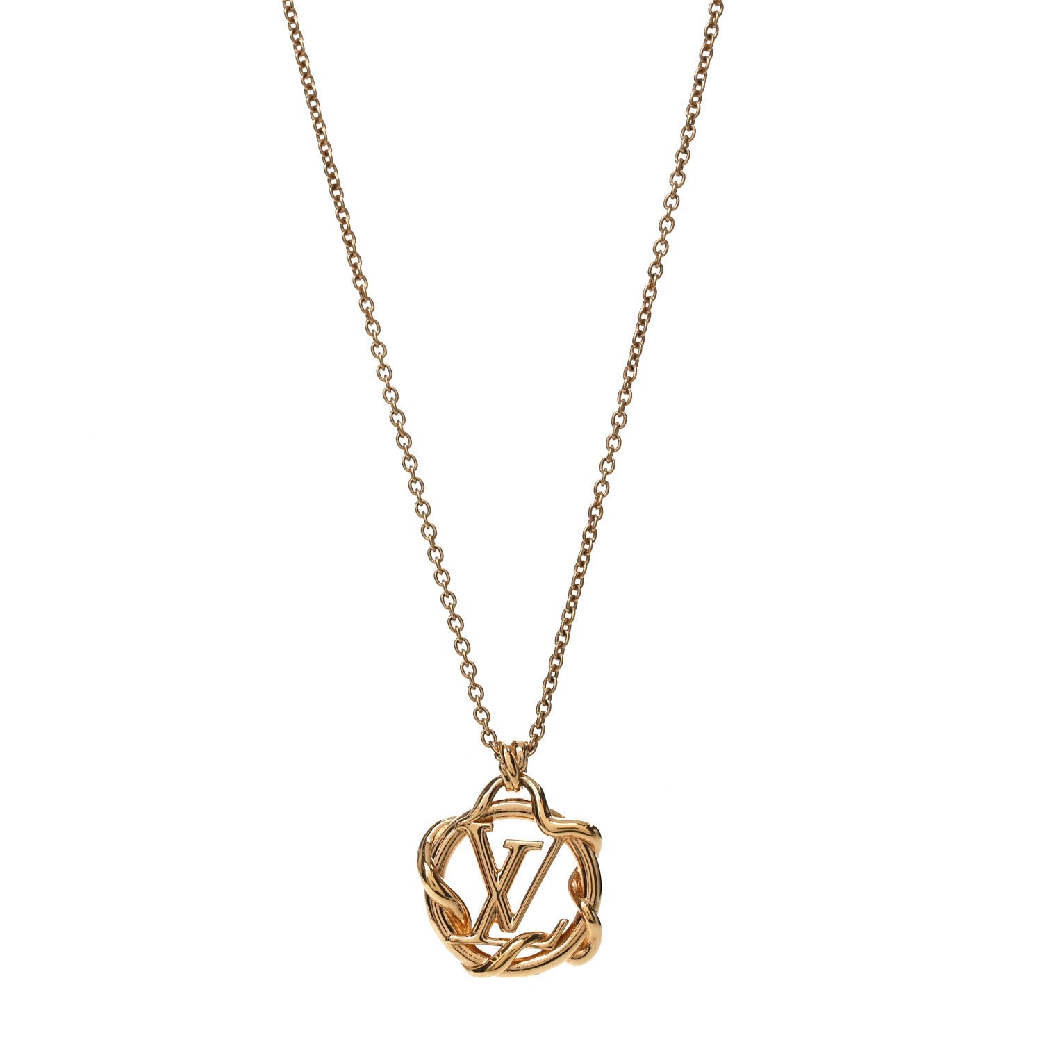 Metal LV Garden Louis Pendant Necklace Gold
