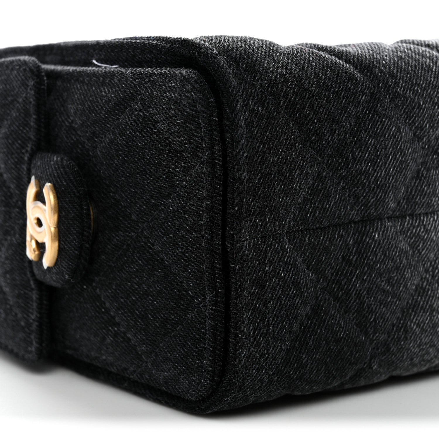 Washed Denim Quilted Mini Chanel 25 Handbag Black