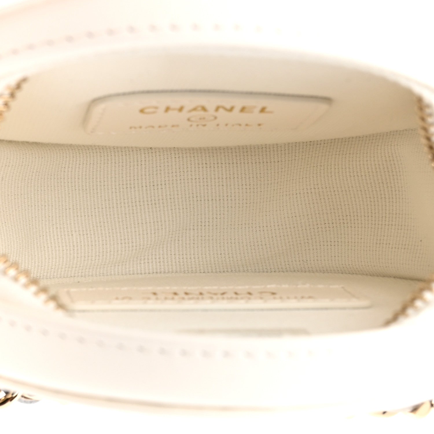 Tweed Quilted Round Filigree Pouch With Chain White Black