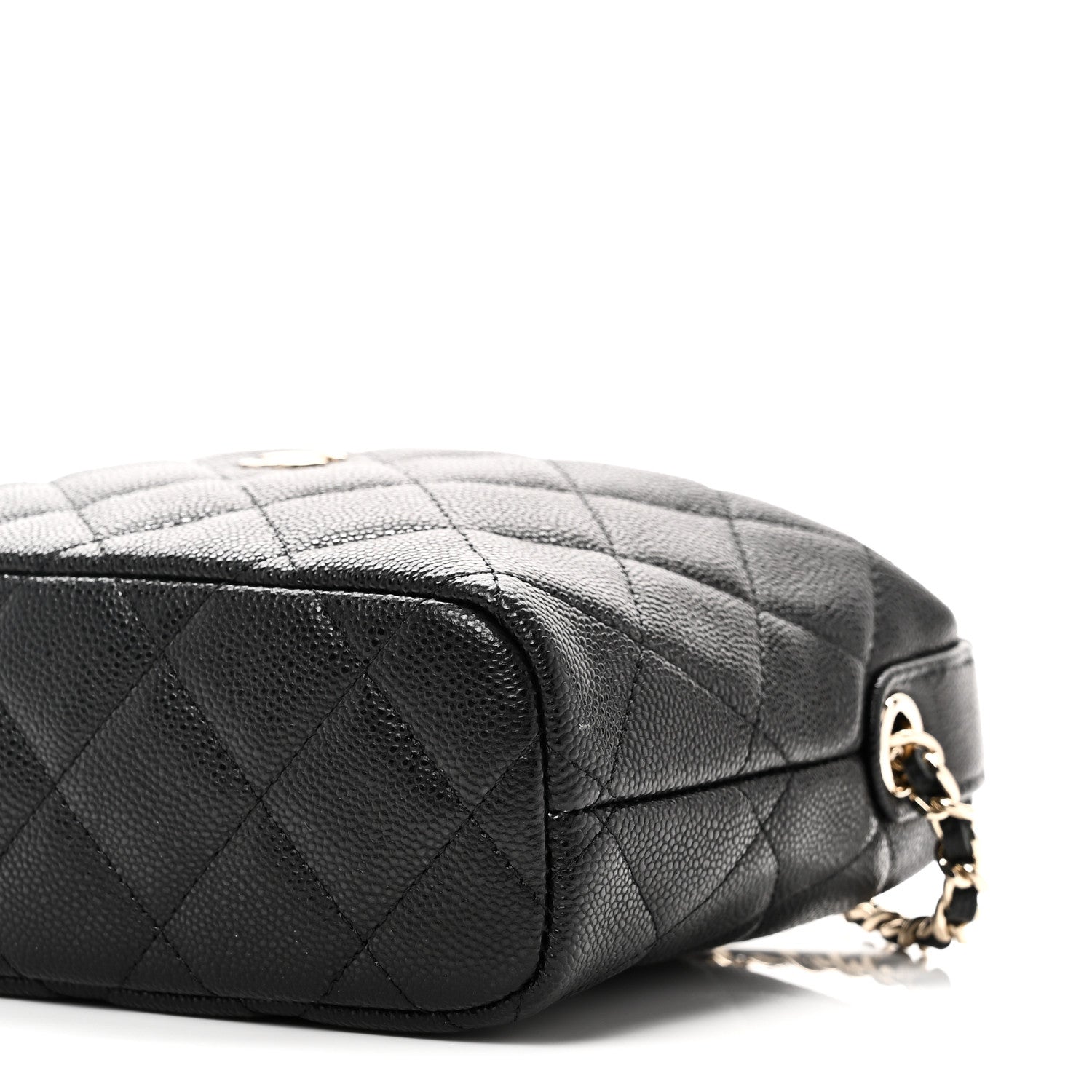 Caviar Quilted Hobo Clutch With Chain Black