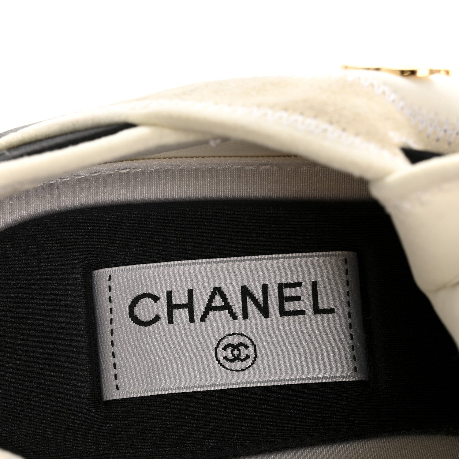 Velvet Calfskin Mixed Fibers CC Sneakers 38 Ivory Black