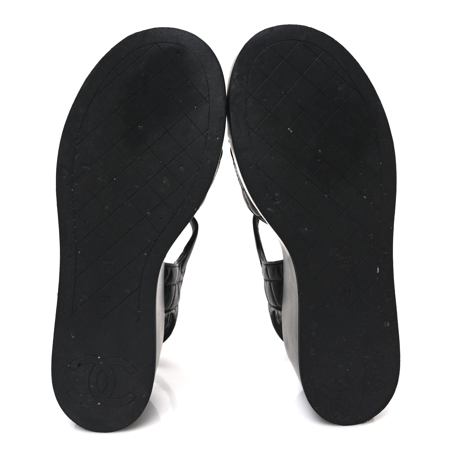 Lambskin Quilted CC Platform Sandals 39 Black