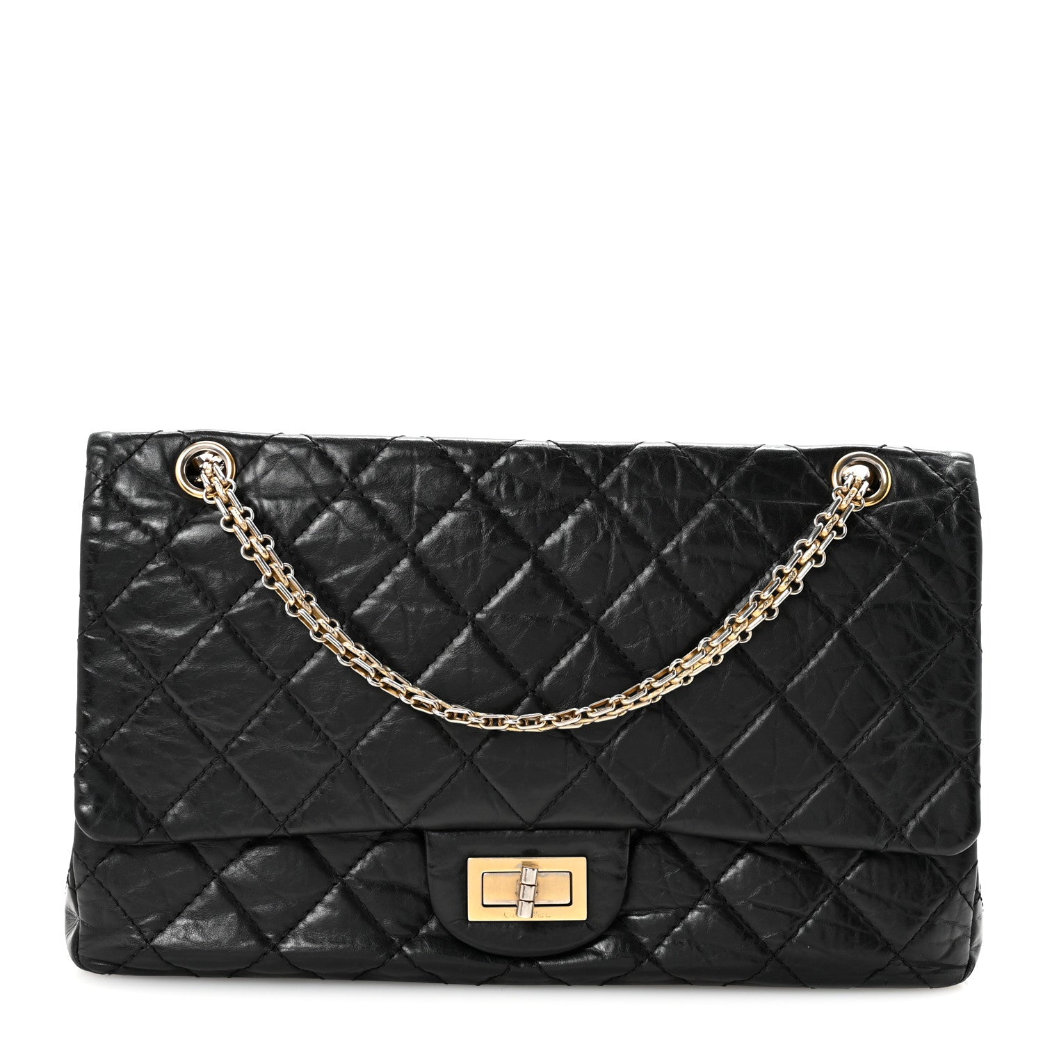 Aged Calfskin Quilted 2.55 Reissue 227 Flap Black