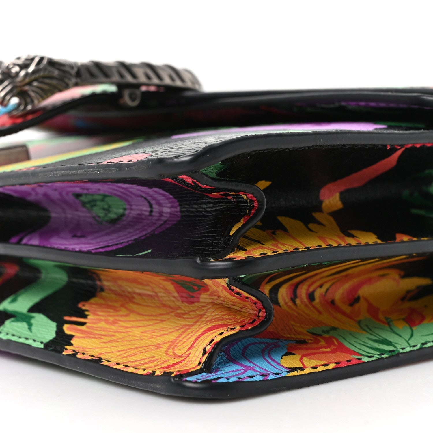 X KEN SCOTT New Shangai Calfskin Jenny Floral Print Small Dionysus Shoulder Bag Black Pink