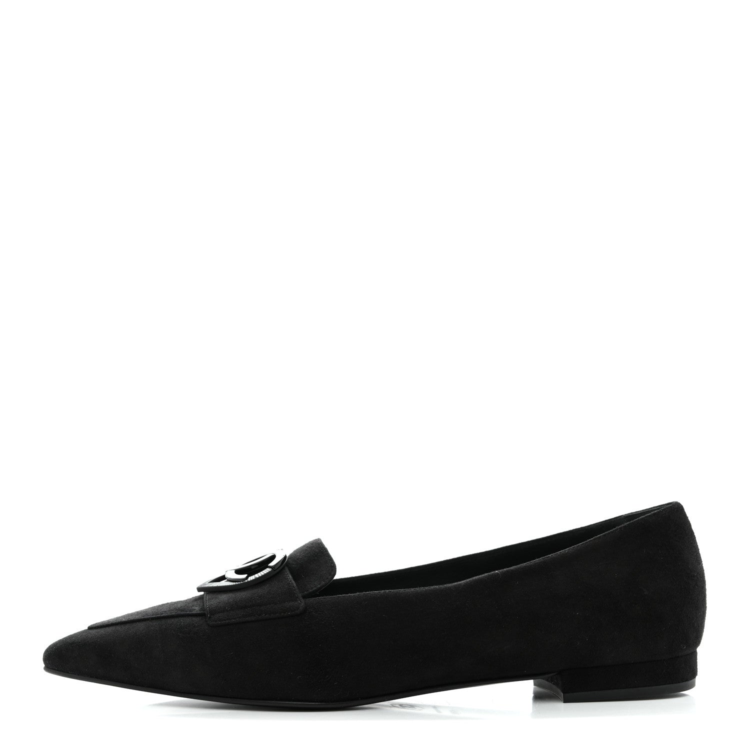 Suede Heart CC Loafers 40.5 Black