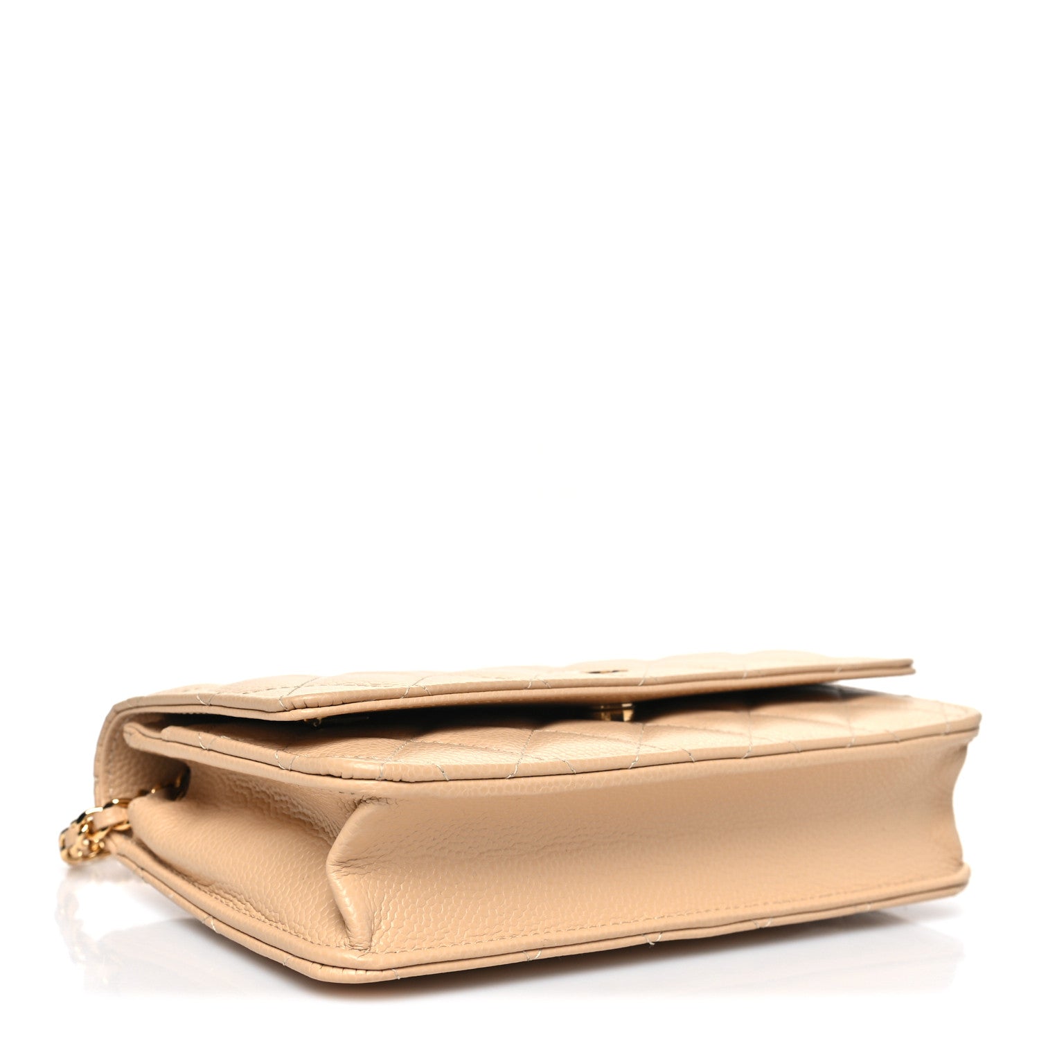 Caviar Quilted Wallet On Chain WOC Beige