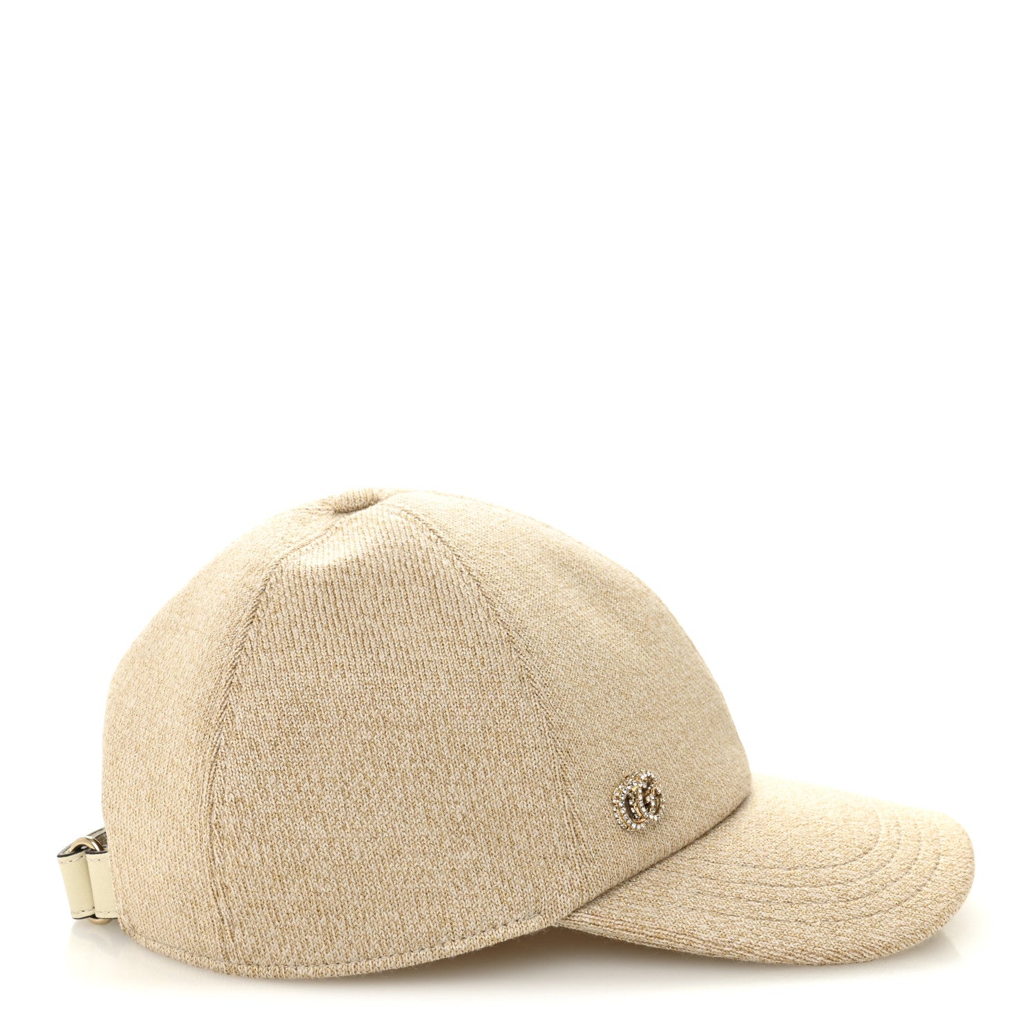 Wool Lame Double G Crystal Baseball Hat L Beige