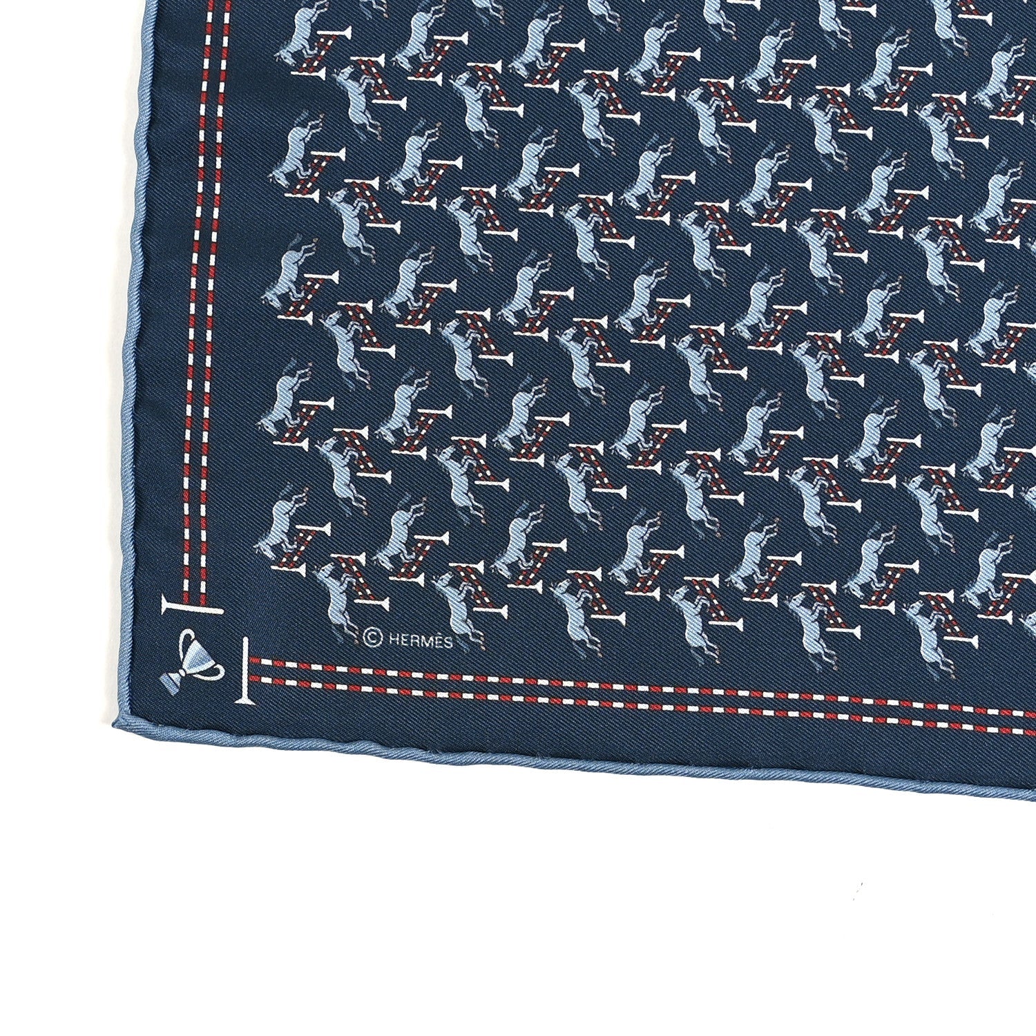 Silk Imprime Free Jump Pocket Square 45  Marine Bleu Moyen Rouge