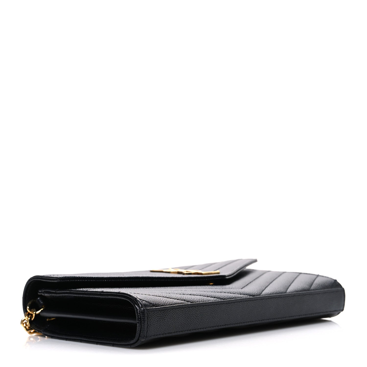Grain De Poudre Matelasse Chevron Monogram Chain Wallet Black