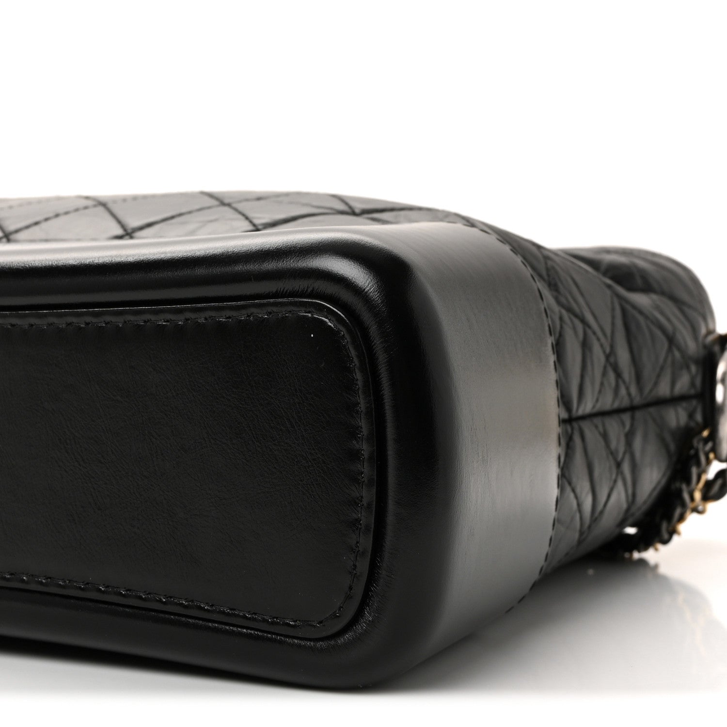 Aged Calfskin Quilted Large Gabrielle Hobo Black