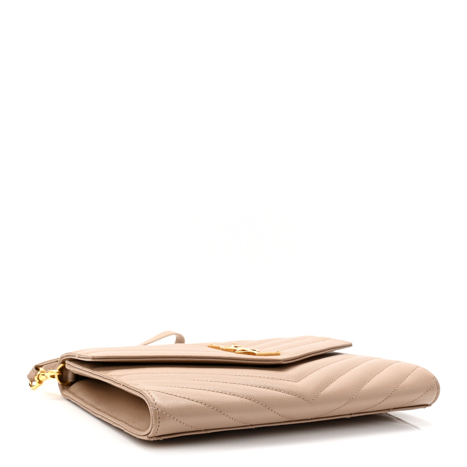 Grain De Poudre Matelasse Chevron Monogram Envelope Clutch Dark Beige