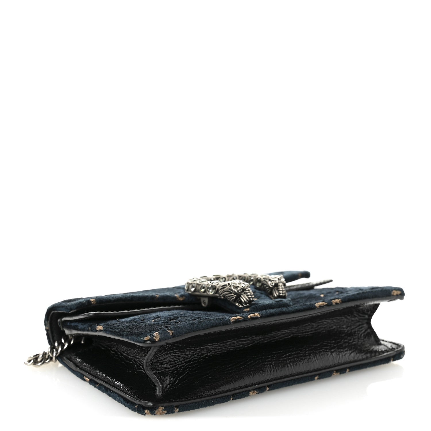 Velvet GG Monogram Super Mini Dionysus Shoulder Bag Blue Beige Black