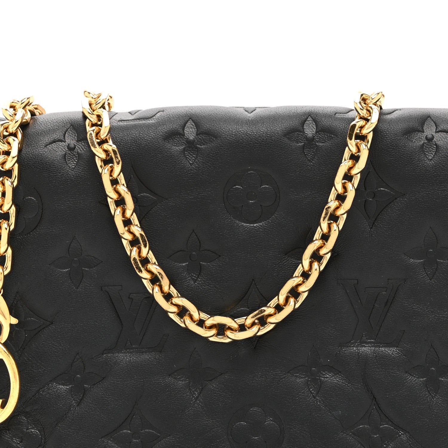 Lambskin Embossed Monogram Pochette Coussin Black