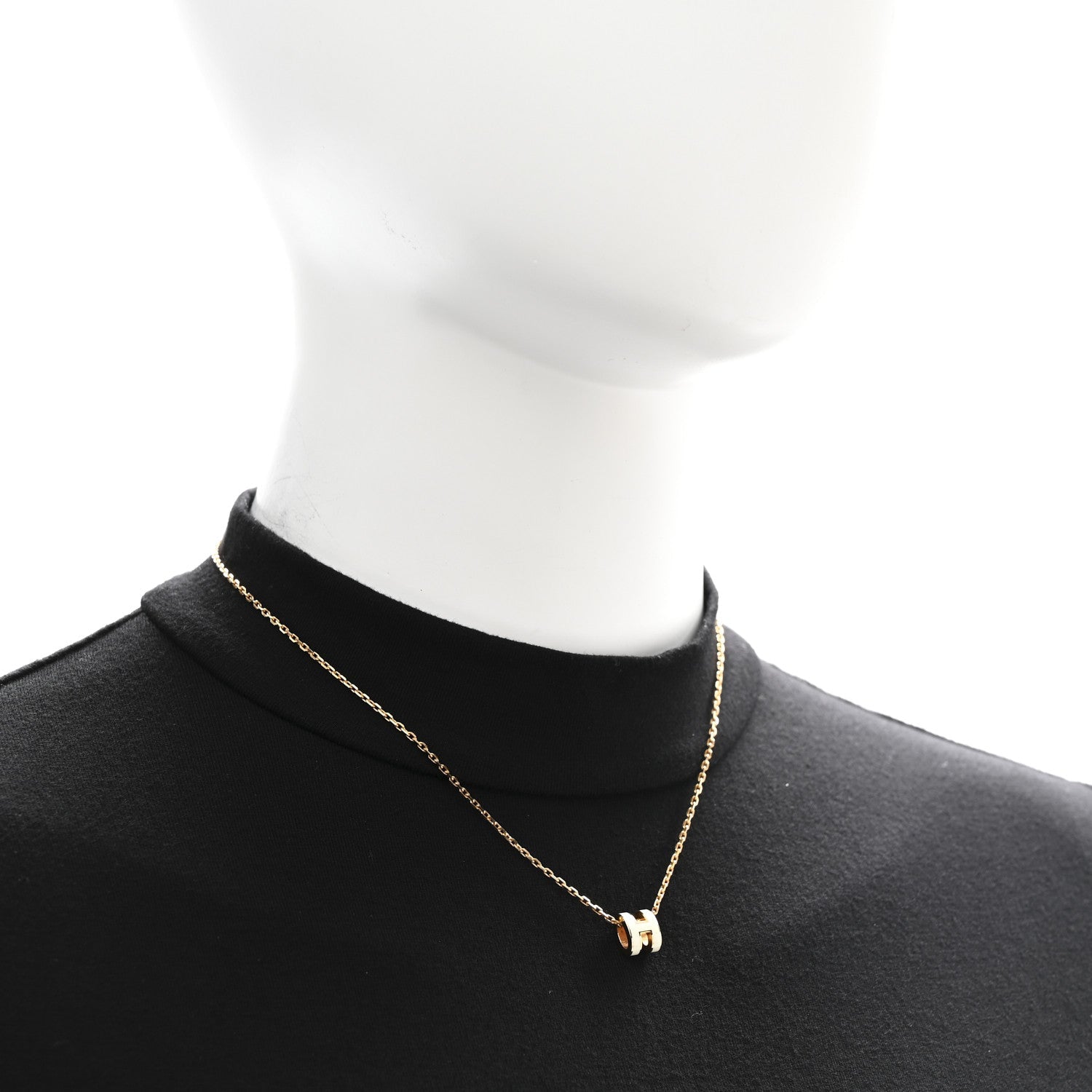 Lacquered Gold Pop H Pendant Necklace White