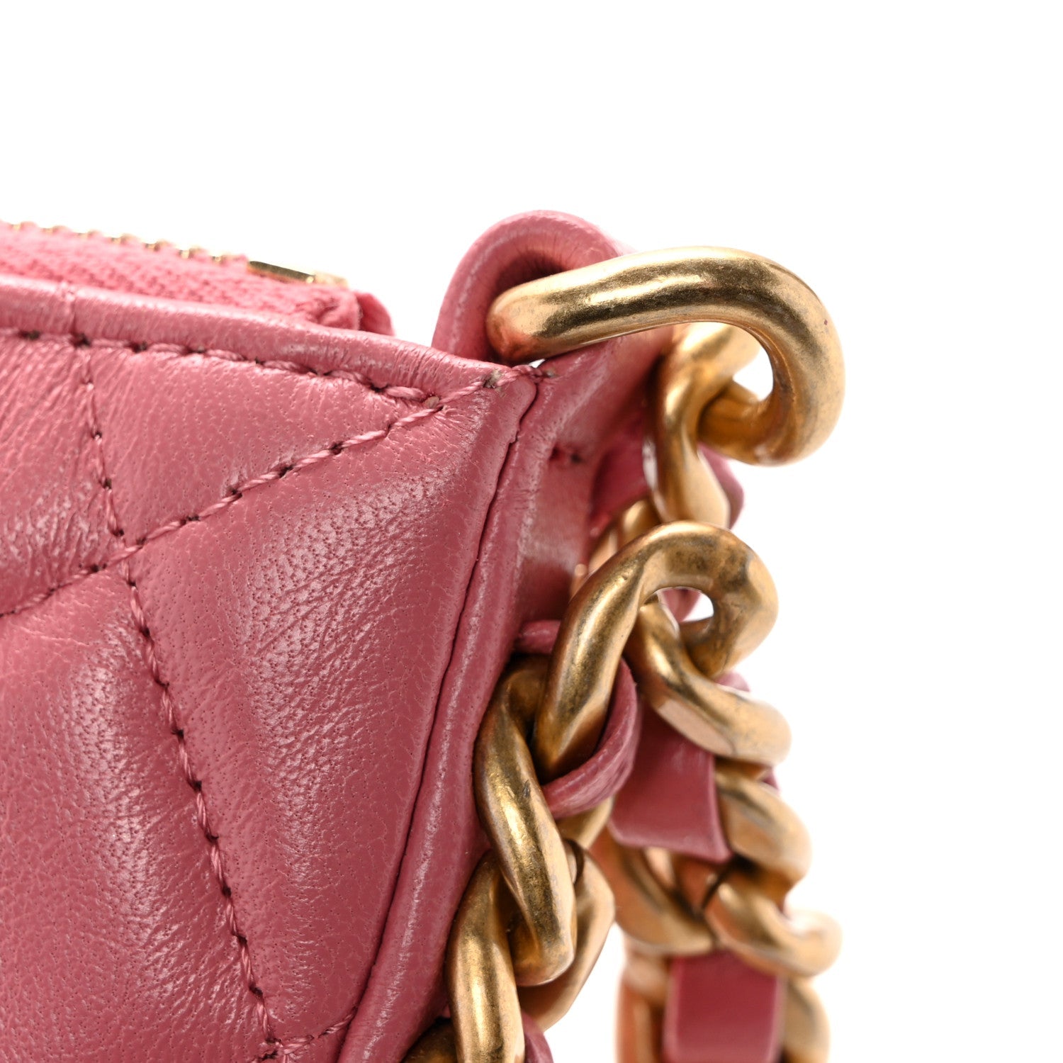Lambskin Quilted Chain Around Top Handle Mini Bag Pink