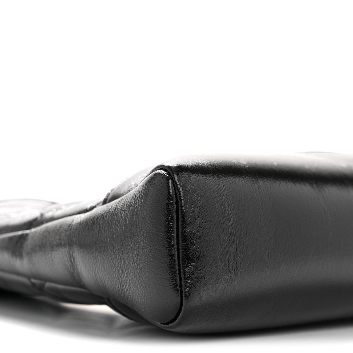 Shiny Crumpled Calfskin Quilted Mini 31 Shopping Bag Black