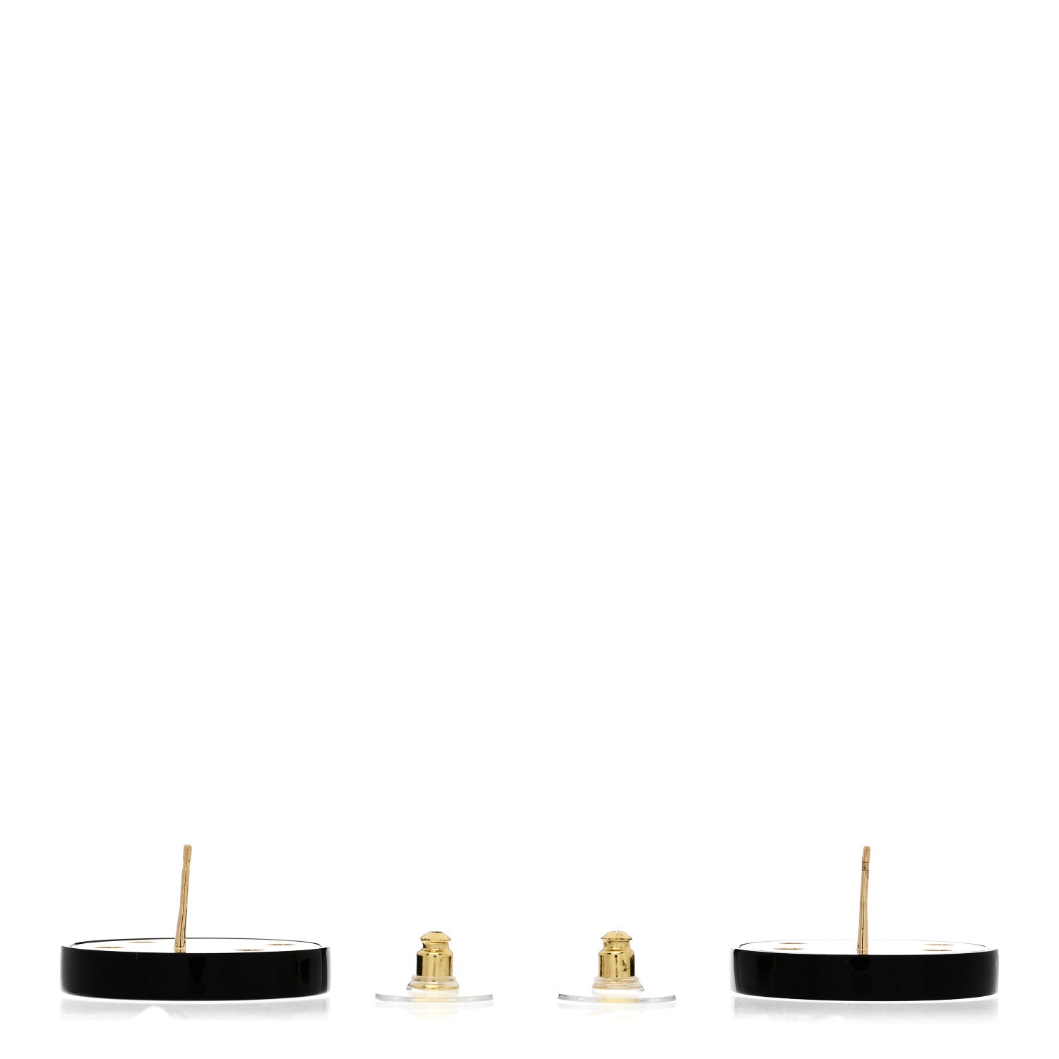Resin CC Round Earrings Gold Black
