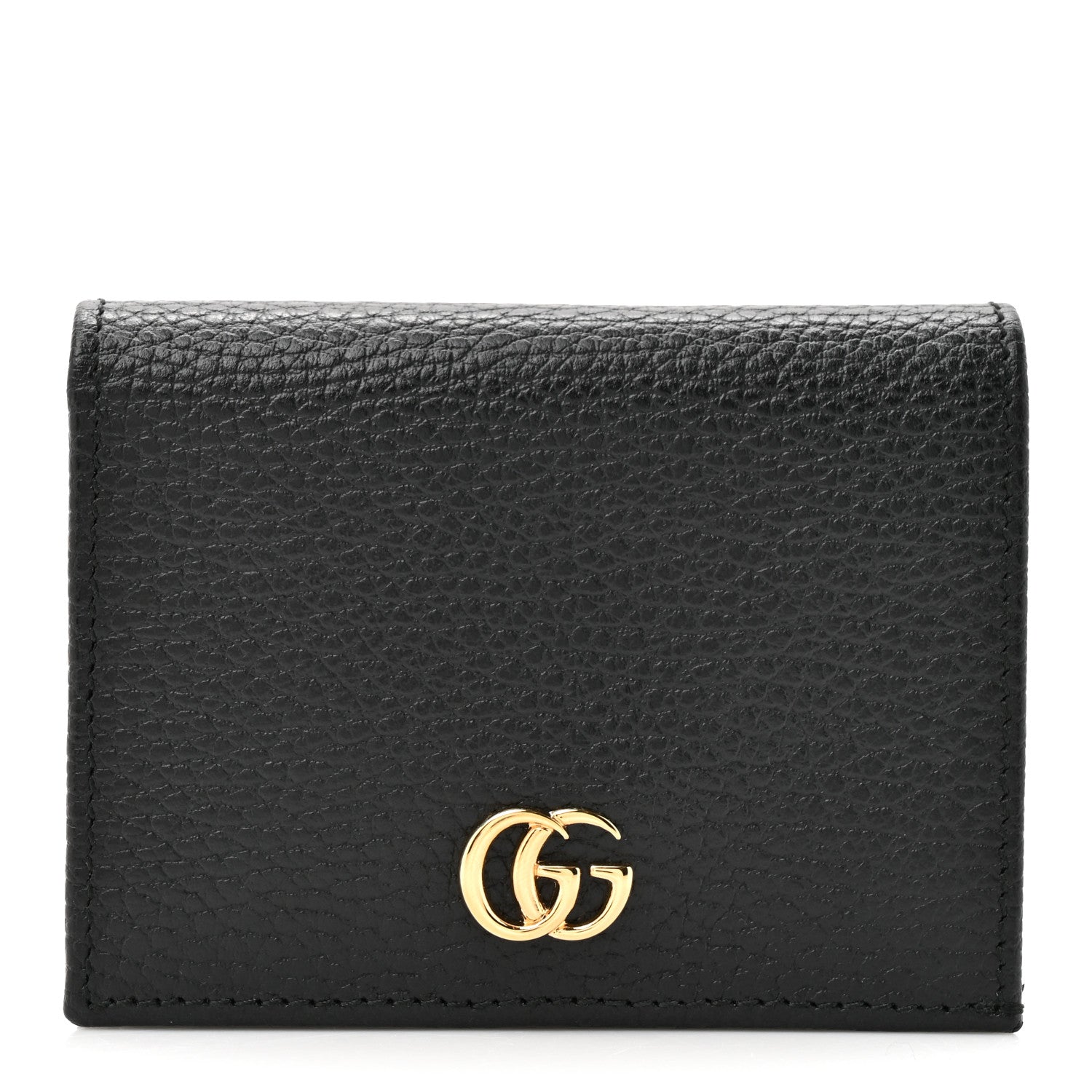 Pebbled Calfskin GG Marmont Card Case Black