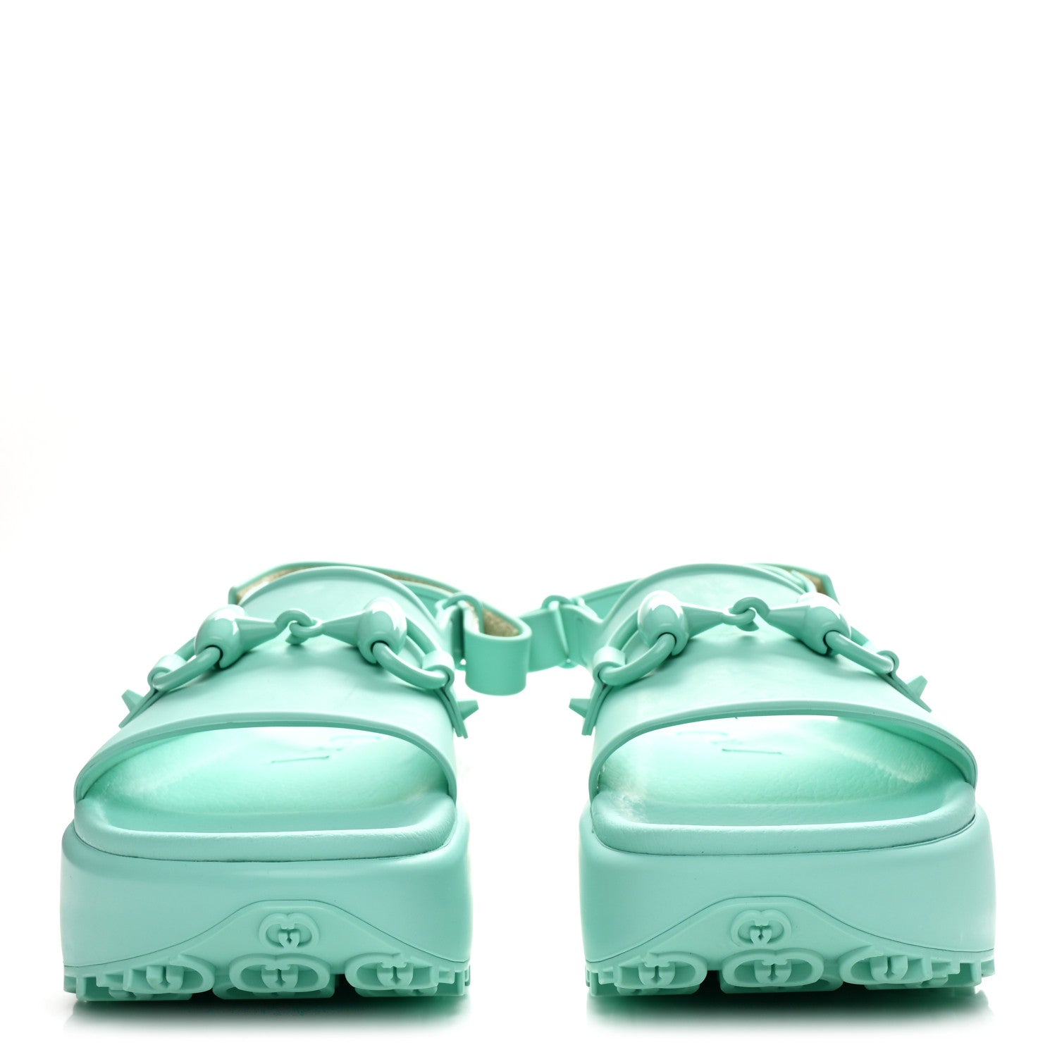 Soft Rubber Horsebit Womens Slingback Sandals 39 Teal Cyan