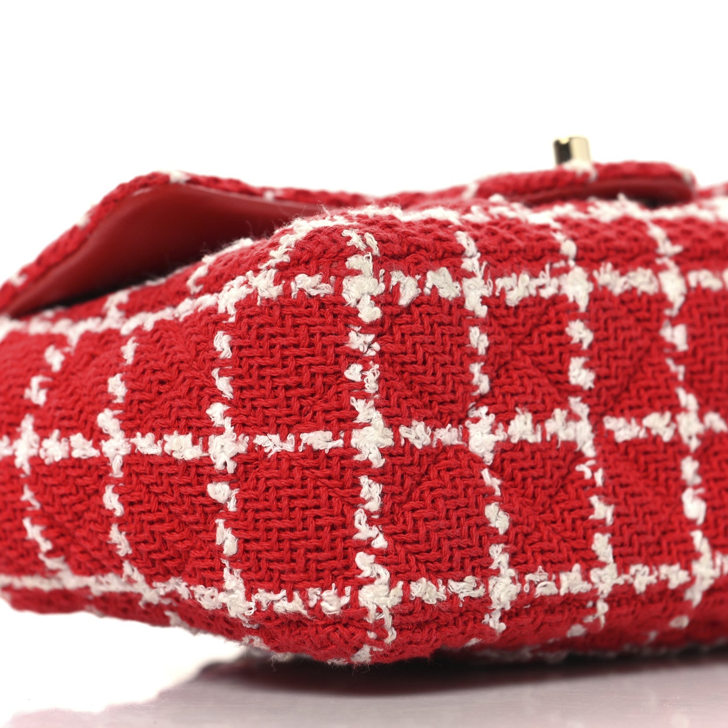 Tweed Quilted Mini Rectangular Flap White Red