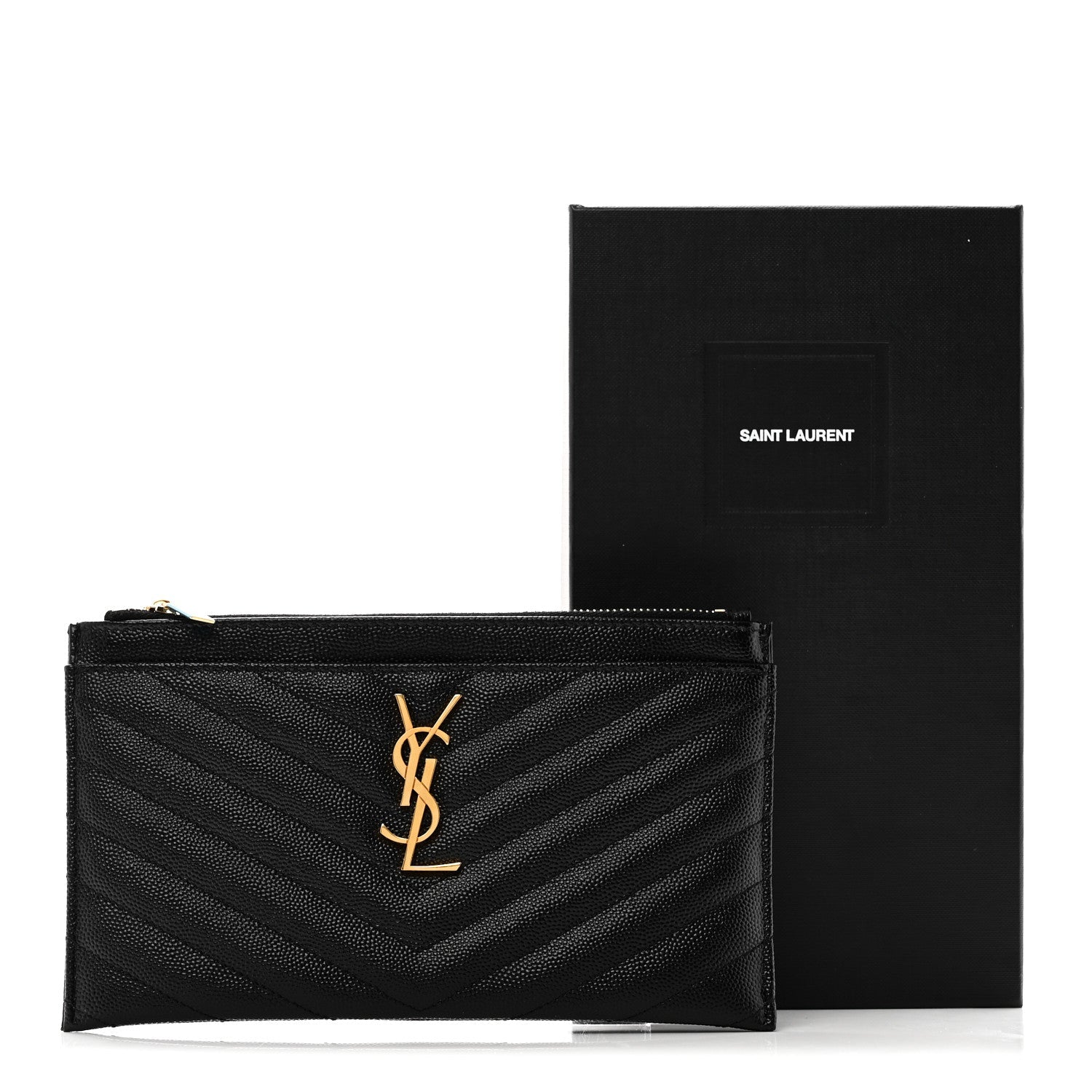 Grain De Poudre Chevron Monogram Bill Pouch Black