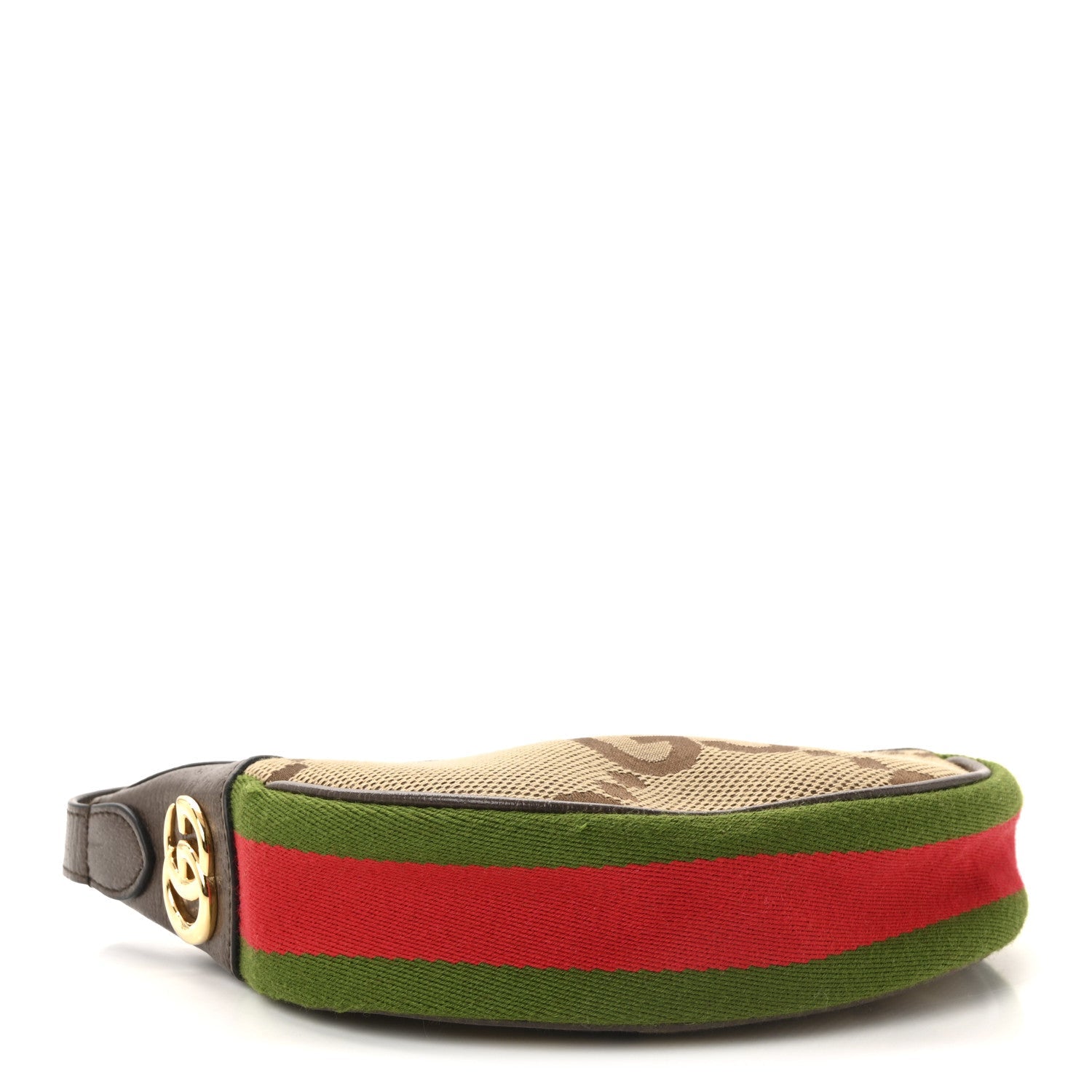 Monogram Jumbo GG Textured Dollar Calfskin Web Mini Ophidia Half Moon Hobo Camel Ebony New Acero
