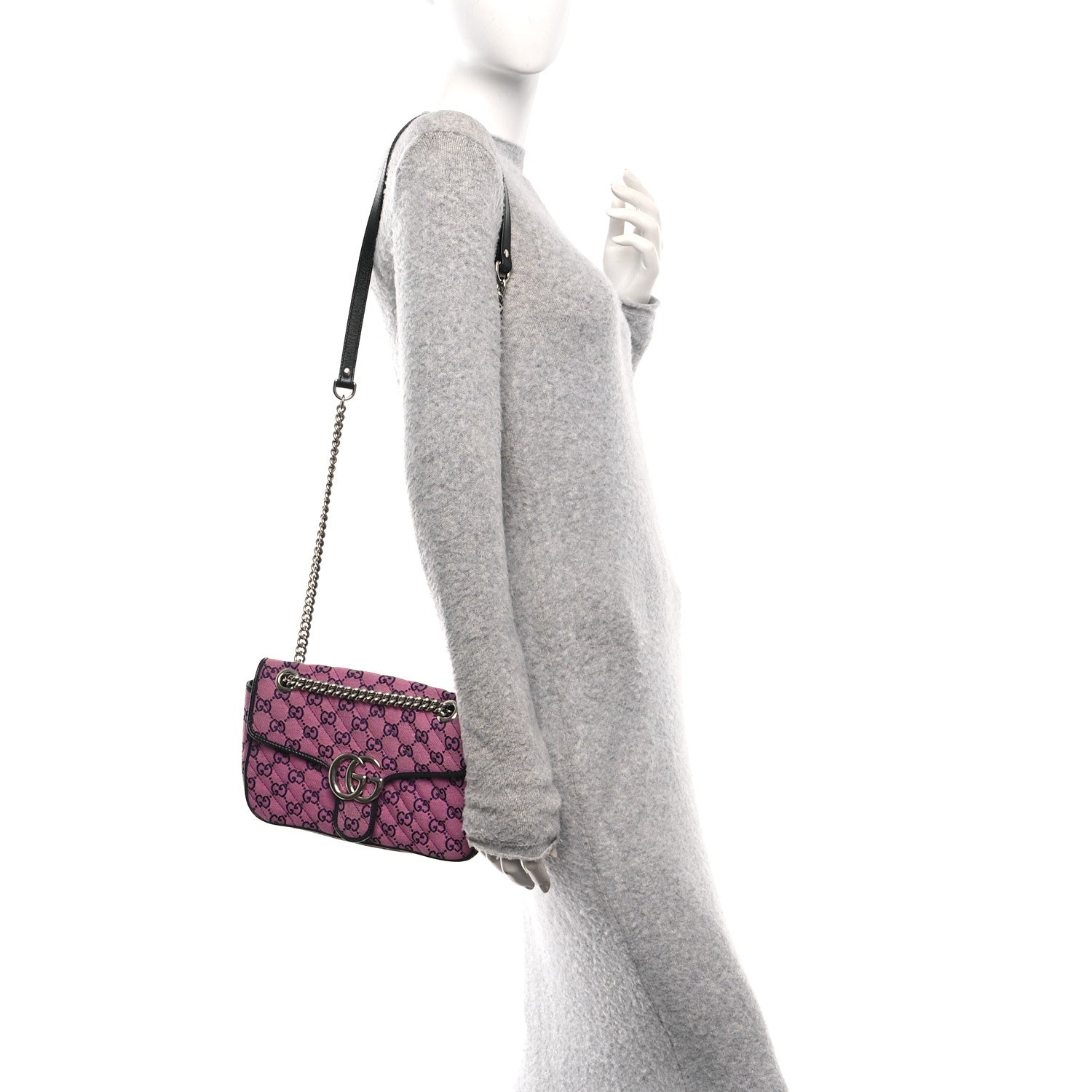 Monogram Multicolor Matelasse Diagonal Small GG Marmont Shoulder Bag Pink Blue
