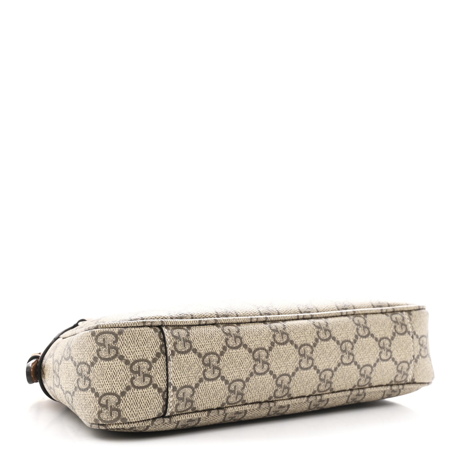 GG Supreme Monogram Textured Calfskin Small Emblem Shoulder Bag Beige Dark Brown