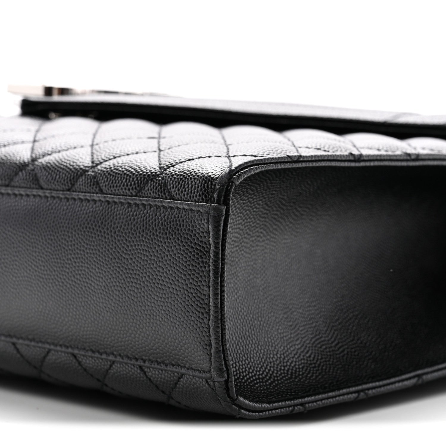 Grain De Poudre Textured Mixed Matelasse Large Triquilt Monogram Satchel Black