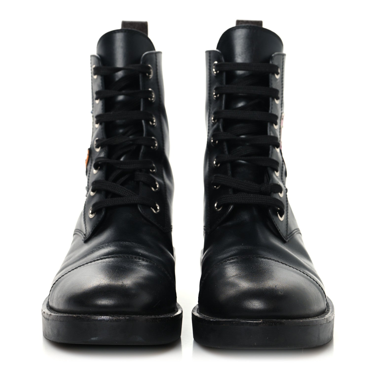 Calfskin LV Black Heart Flat Ranger Boots 37 Black