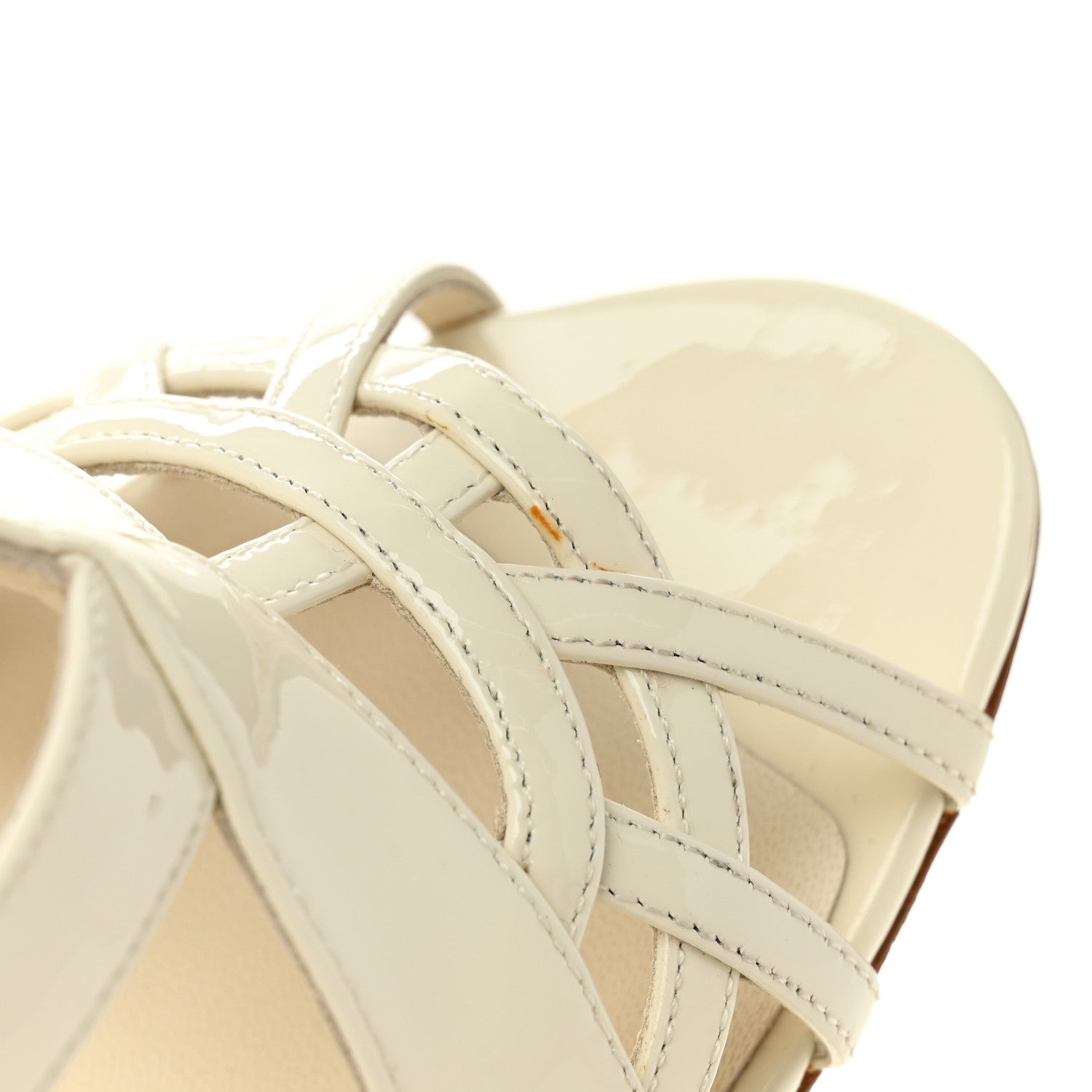 Patent Cut Out Ankle Strap Sandals 37.5 White