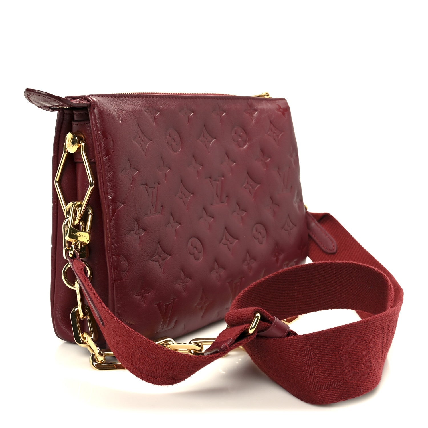 Lambskin Embossed Monogram Coussin PM Wine
