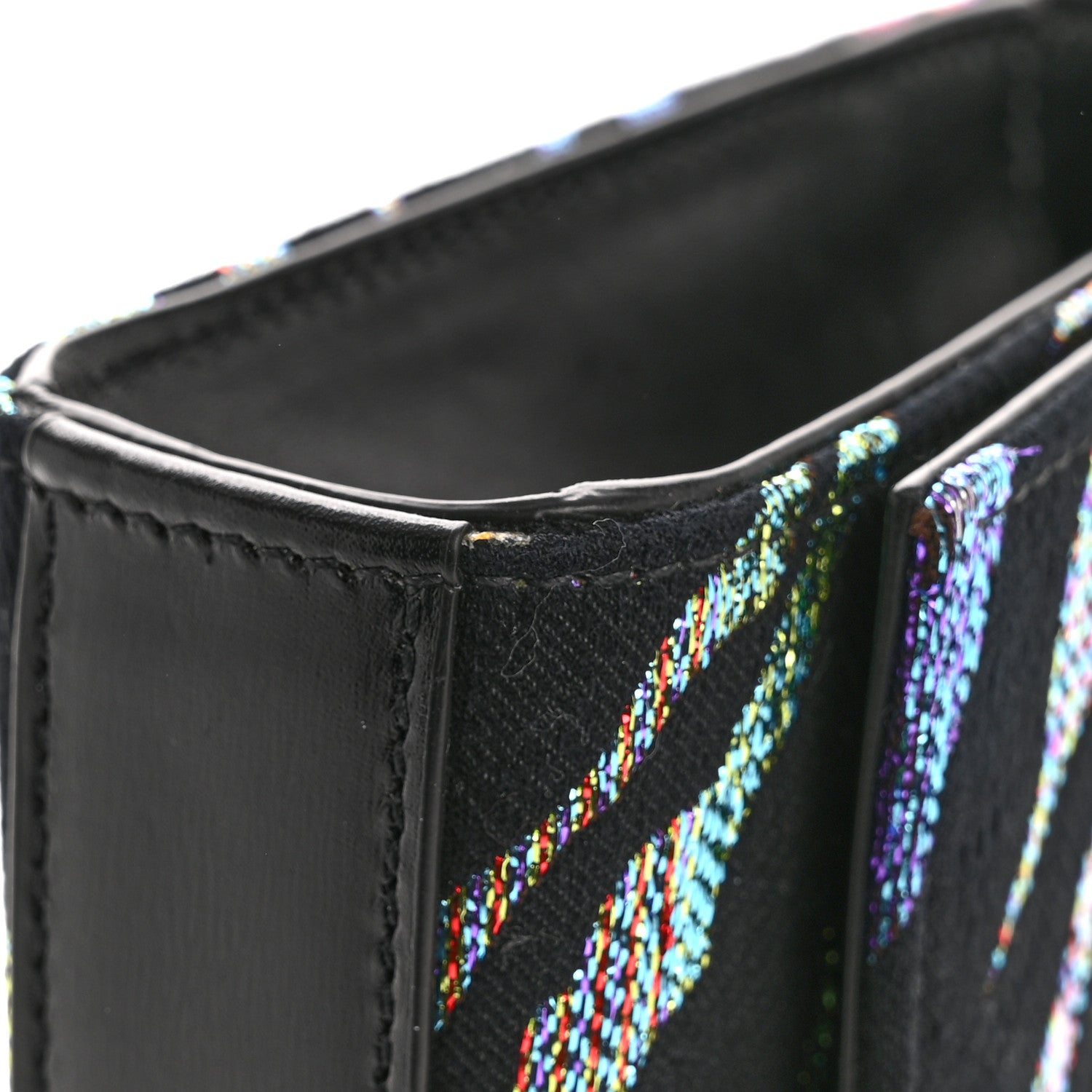 Canvas Calfskin Metallic Tiger Print Small Monogram Kate Satchel Black Multicolor