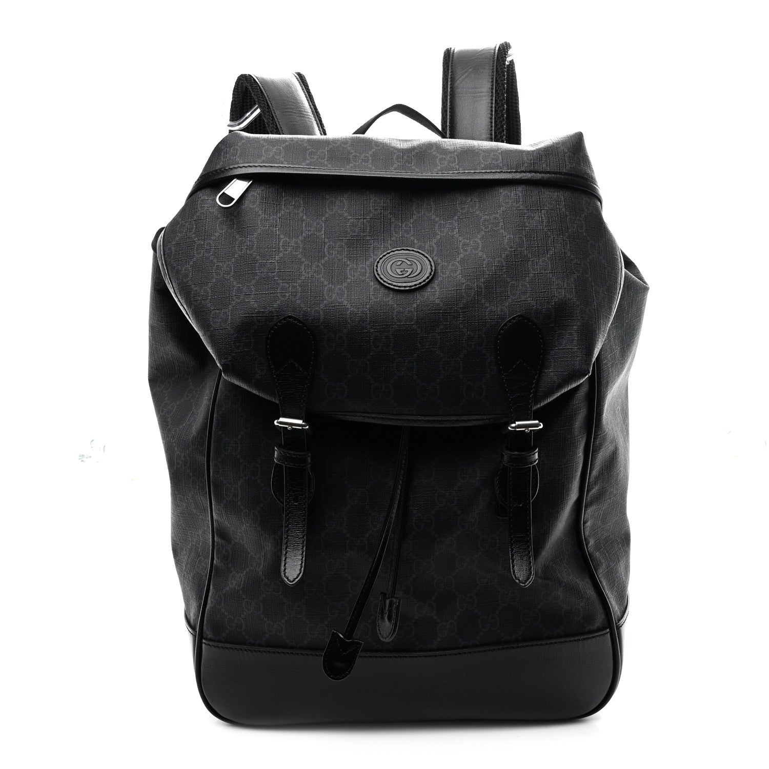GG Supreme Monogram Azalea Calfskin Medium Retro Interlocking G Backpack Black