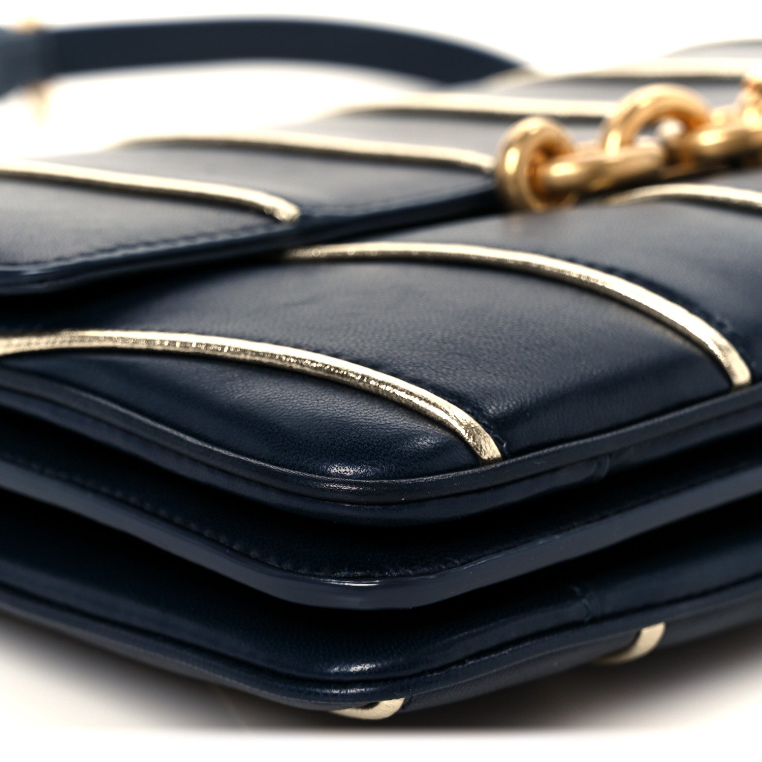 Lambskin Quilted Le Maillon Satchel Marine