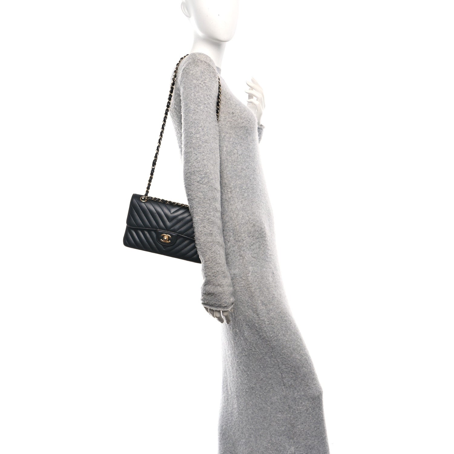 Lambskin Chevron Quilted Small Double Flap Black
