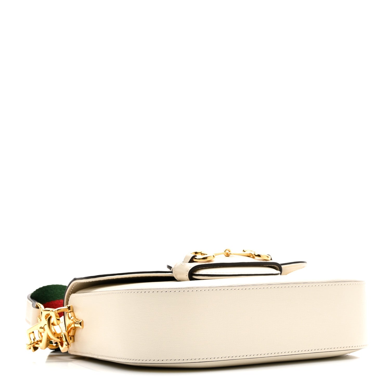 Azalea Calfskin Web Mini Horsebit 1955 Shoulder Bag Mystic White