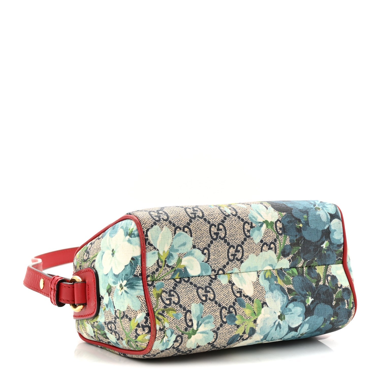 GG Supreme Monogram Blooms Mini Boston Navy Blue Hibiscus