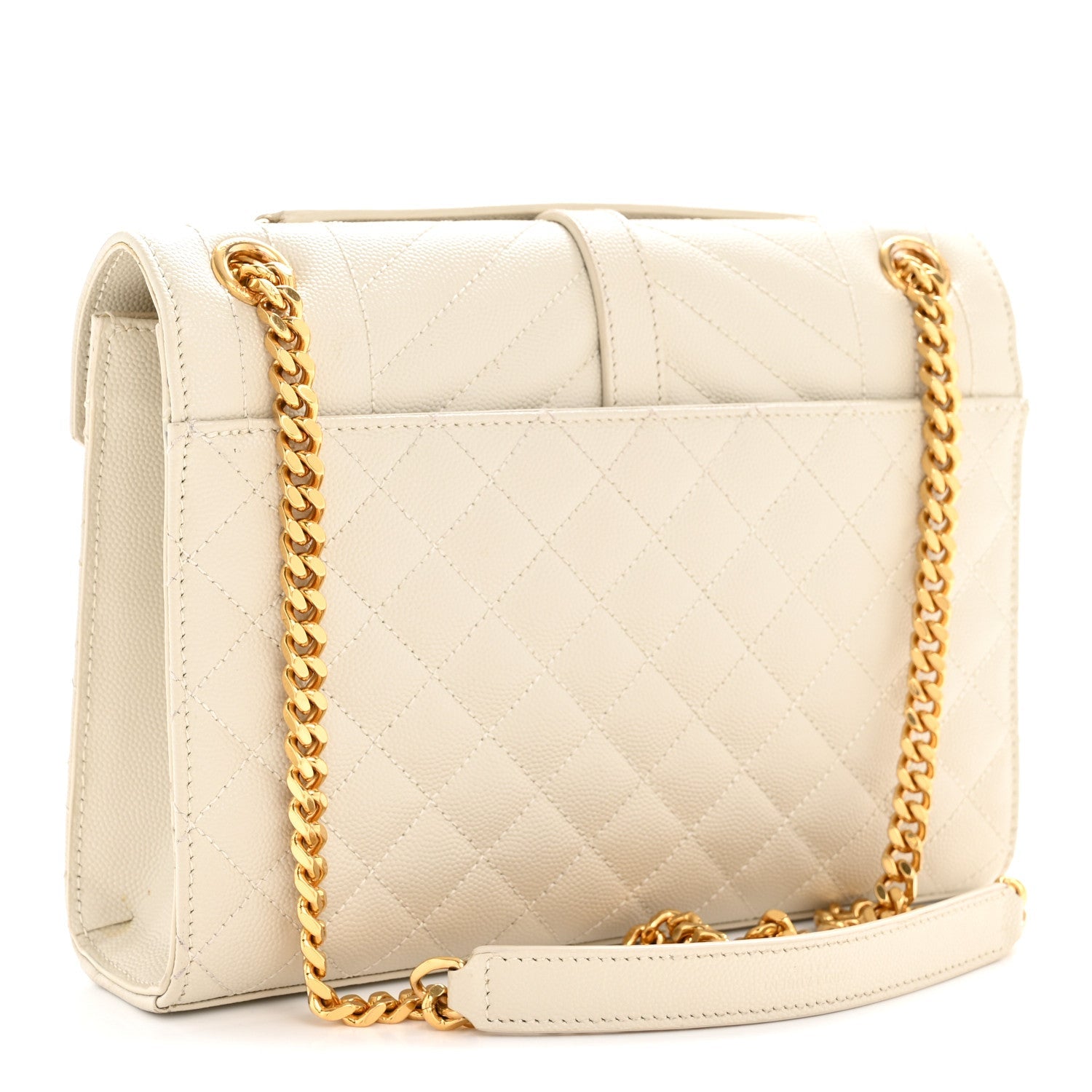 Grain De Poudre Textured Mixed Matelasse Medium Triquilt Monogram Satchel Crema Soft